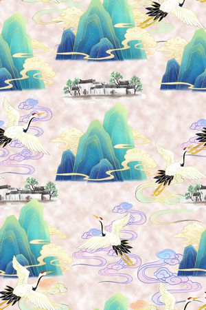 仙鹤印花华亿平台图片