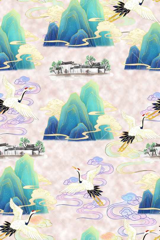 仙鹤印花华亿平台图片