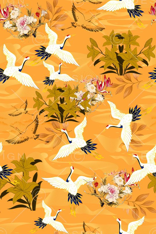 仙鹤印花华亿平台图片