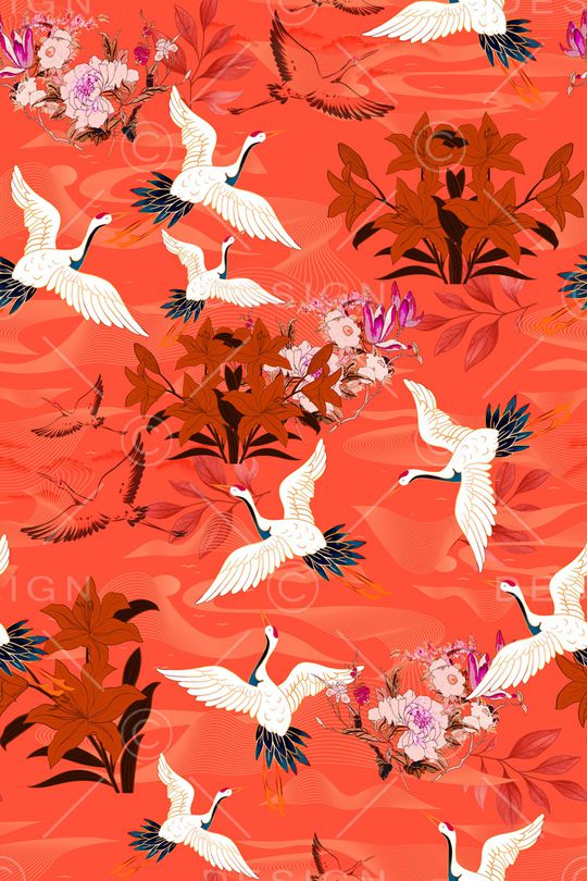 仙鹤印花华亿平台图片