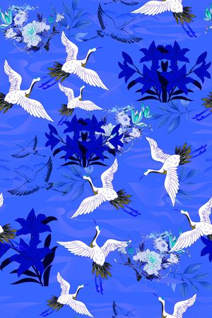 仙鹤印花华亿平台图片