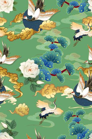 仙鹤印花华亿平台图片