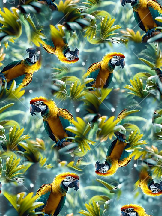 鹦鹉印花华亿平台图片