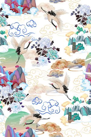 仙鹤印花华亿平台图片