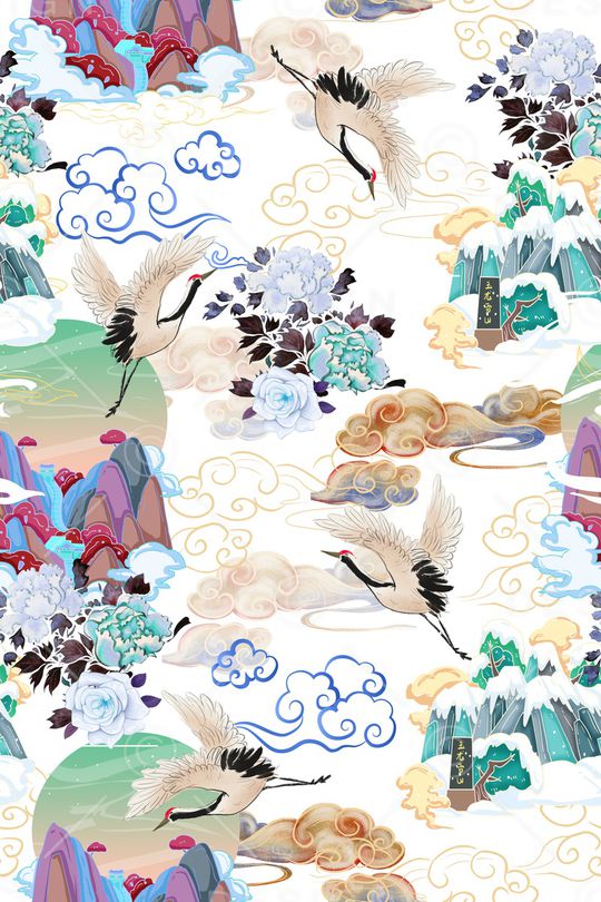 仙鹤印花华亿平台图片