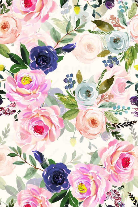 水彩花卉印花华亿平台图片