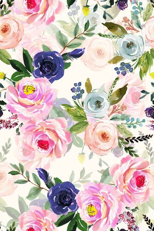 水彩花卉印花华亿平台图片