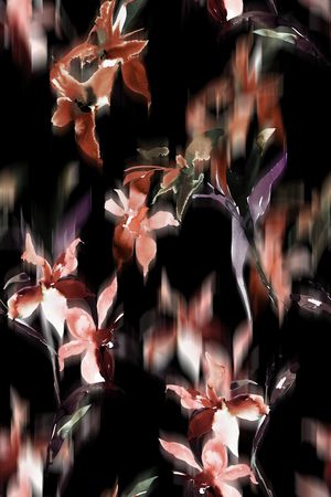 黑底花卉印花华亿平台图片