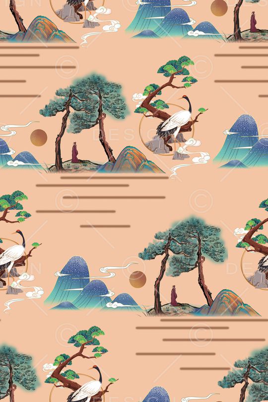 仙鹤印花华亿平台图片