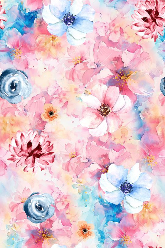 水彩花卉印花华亿平台图片