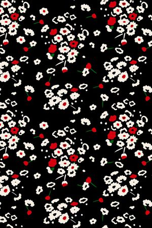 黑底花卉印花华亿平台图片