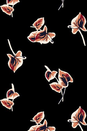 黑底花卉印花华亿平台图片