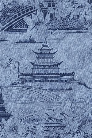 牛仔纹理印花华亿平台图片