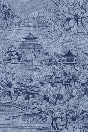 牛仔纹理印花华亿平台图片