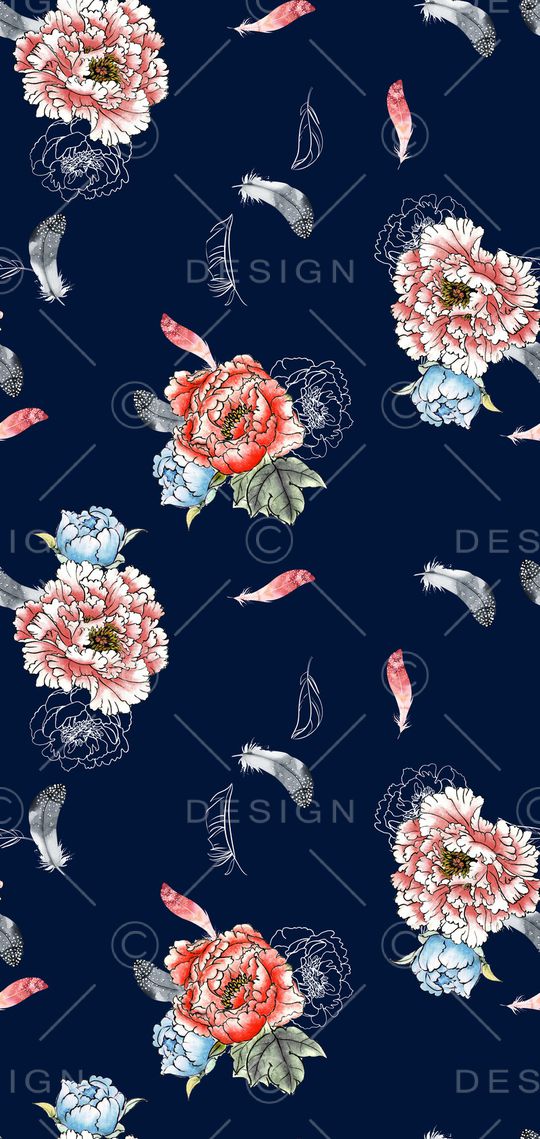 牡丹花纹印花华亿平台图片