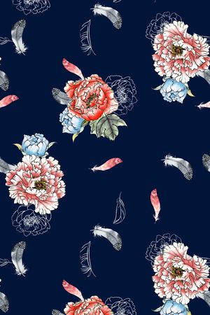 牡丹花纹印花华亿平台图片