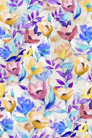 水彩花卉印花华亿平台图片