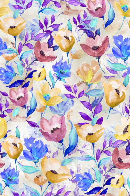 水彩花卉印花华亿平台图片