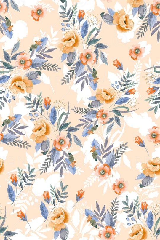 水彩花卉印花华亿平台图片