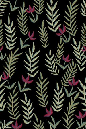 黑底花卉印花华亿平台图片