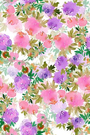 水彩花卉印花华亿平台图片