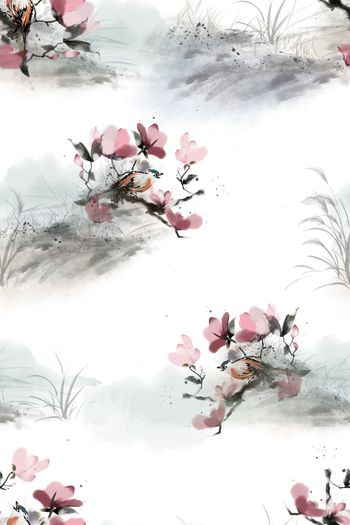 水墨风印花华亿平台图片