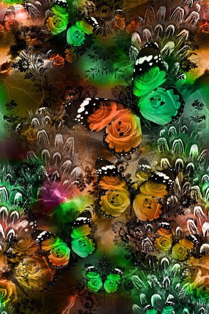 蝴蝶印花华亿平台图片