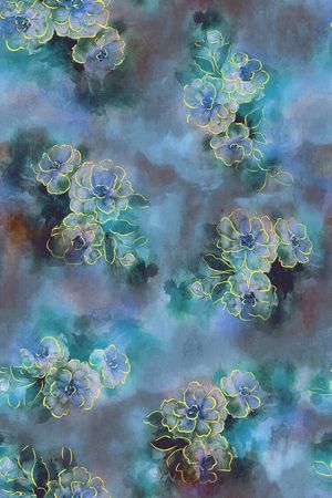 水彩花卉印花华亿平台图片