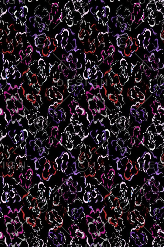 黑底花卉印花华亿平台图片