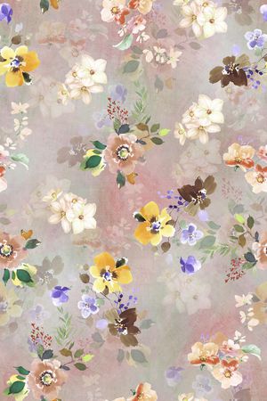 水彩花卉印花华亿平台图片