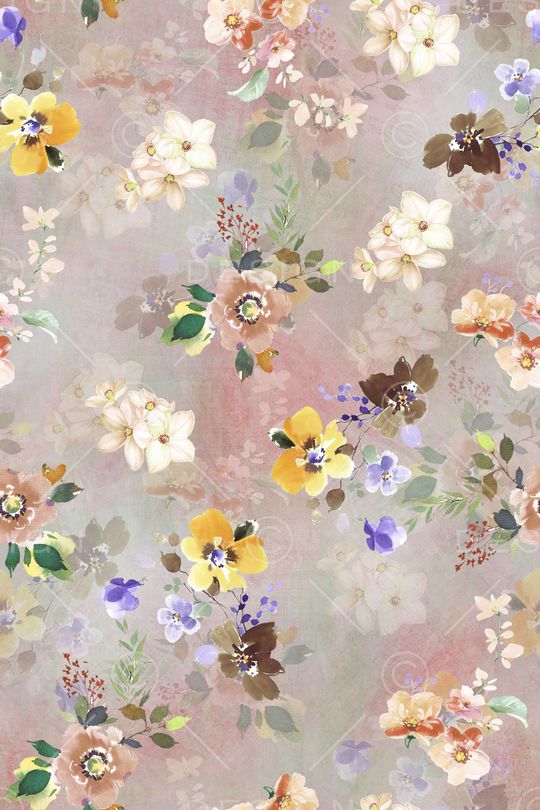 水彩花卉印花华亿平台图片