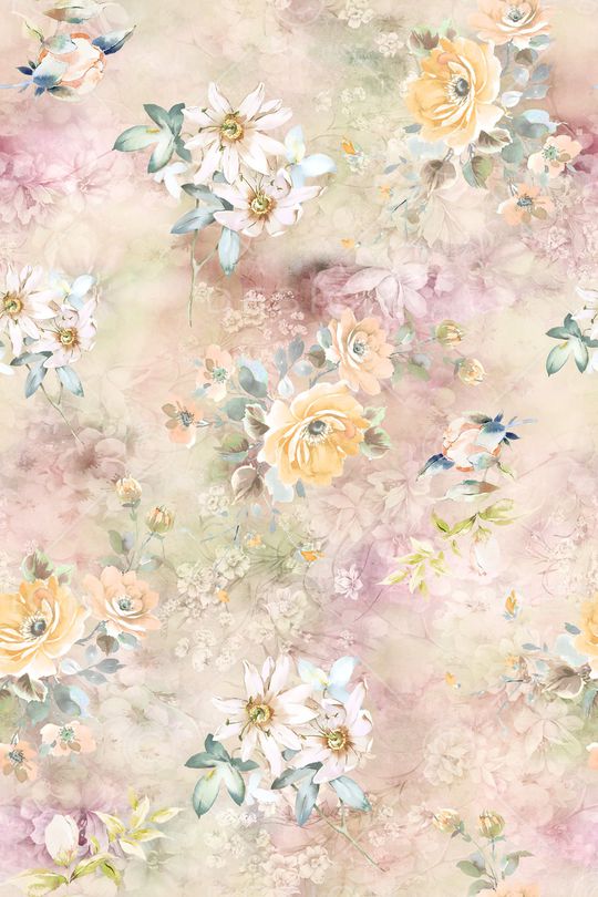 水彩花卉印花华亿平台图片