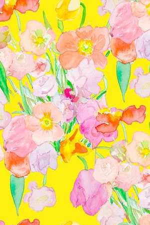 水彩花卉印花华亿平台图片