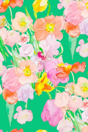 水彩花卉印花华亿平台图片