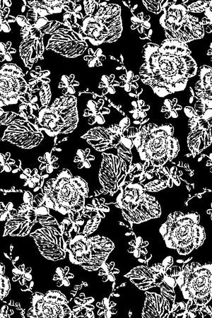 黑底花卉印花华亿平台图片