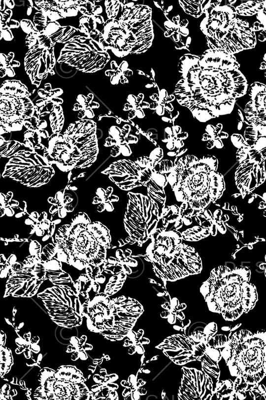 黑底花卉印花华亿平台图片