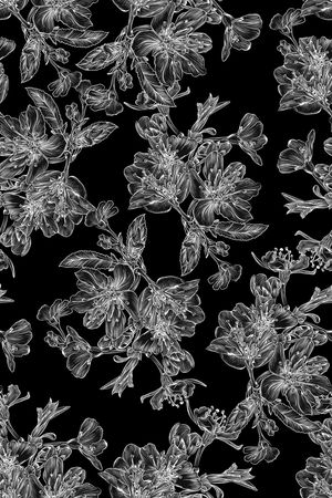 黑底花卉印花华亿平台图片