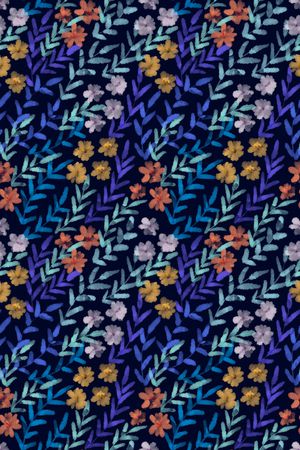 黑底花卉印花华亿平台图片