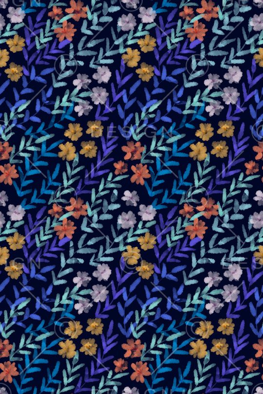 黑底花卉印花华亿平台图片