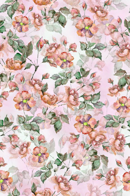 水彩花卉印花华亿平台图片