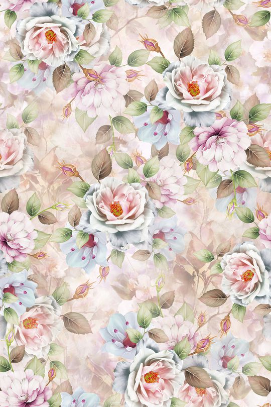 水彩花卉印花华亿平台图片