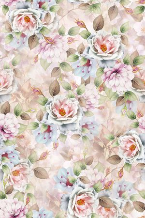 水彩花卉印花华亿平台图片