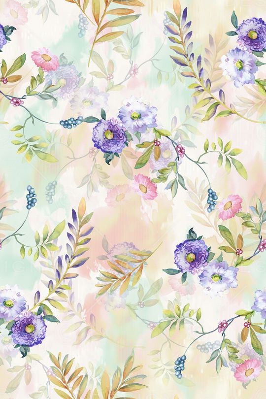 水彩花卉印花华亿平台图片