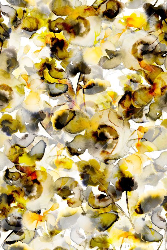 水彩花卉印花华亿平台图片