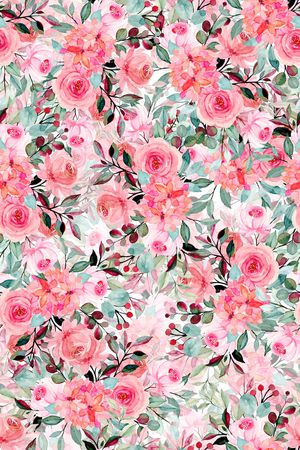 水彩花卉印花华亿平台图片