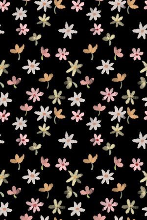 黑底花卉印花华亿平台图片