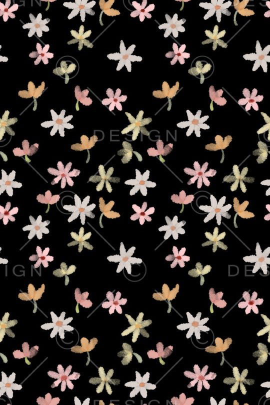 黑底花卉印花华亿平台图片