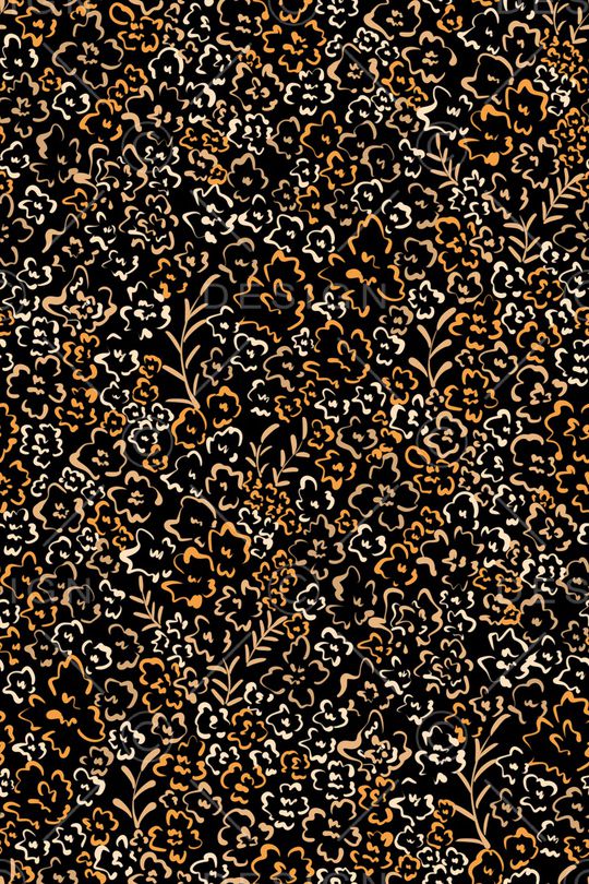 黑底花卉印花华亿平台图片