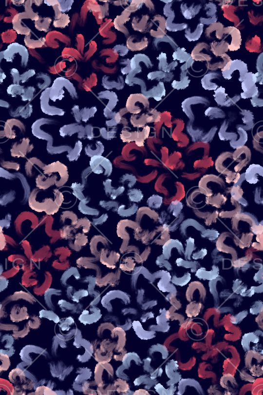 黑底花卉印花华亿平台图片