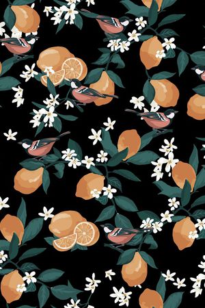 黑底花卉印花华亿平台图片